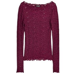 J. Crew Women's Boatneck Lace Top in Mulberry SZ Small